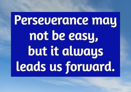 Perseverance may not be easy, but it always leads us forward.