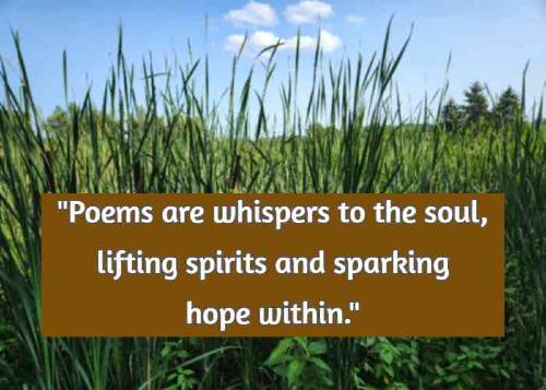 Poems are whispers to the soul, lifting spirits and sparking hope within