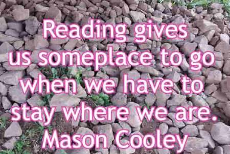 Reading gives us someplace to go when we have to stay where we are. Mason Cooley