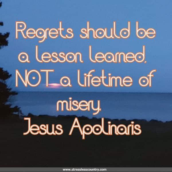 Regrets should be a lesson learned, NOT a lifetime of misery.