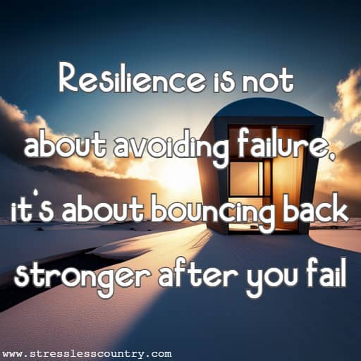 Resilience is not about avoiding failure, it's about bouncing back stronger after you fail.