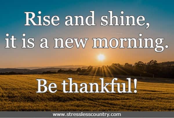 Rise and shine, it is a new morning. Be thankful!
