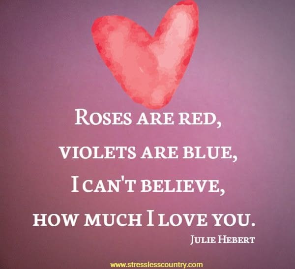 Roses are red, violets are blue, I can't believe, how much I love you.