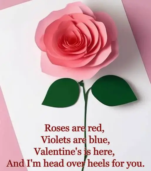 Roses are red, violets are blue, Valentine's is here, and I'm head over heels for you.xx