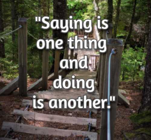 Saying is one thing and doing is another