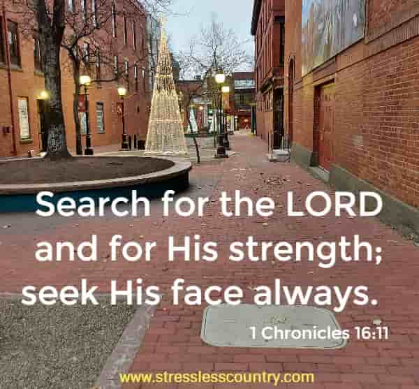 Search for the LORD and for His strength; seek His face always.