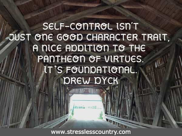 Self-control isn’t just one good character trait, a nice addition to the pantheon of virtues. It’s foundational.