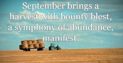 September brings a harvest with bounty blest, a symphony of abundance, manifest.