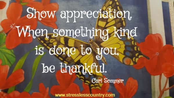   Show appreciation. When something kind is done to you, be thankful.
