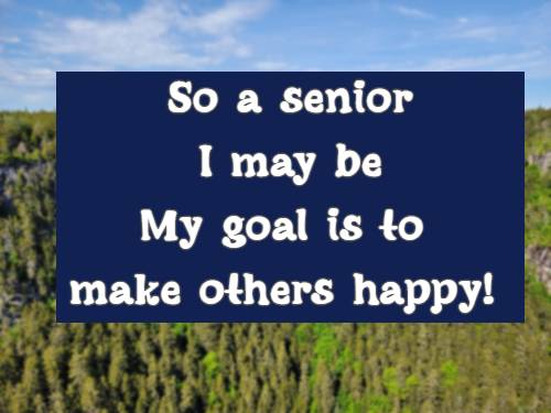 So a senior I may be My goal is to make others happy!