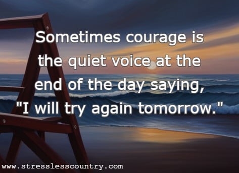 Sometimes courage is the quiet voice at the end of the day saying, I will try again tomorrow.