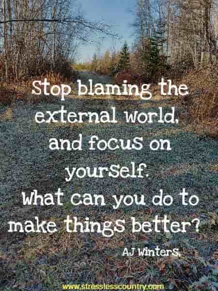  Stop blaming the external world, and focus on yourself. What can you do to make things better?