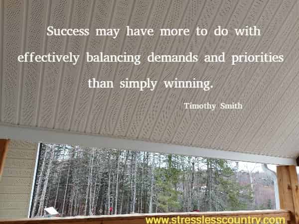   Success may have more to do with effectively balancing demands and priorities than simply winning.