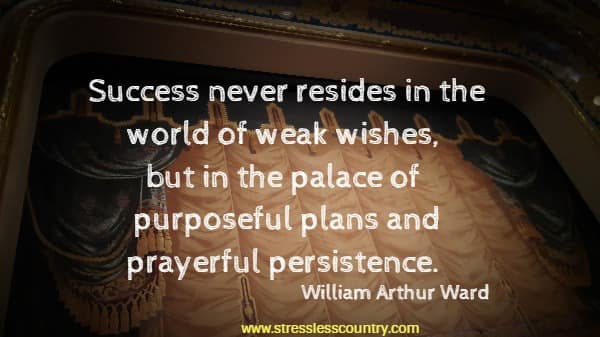 Success never resides in the world of weak wishes, but in the palace of purposeful plans and prayerful persistence.