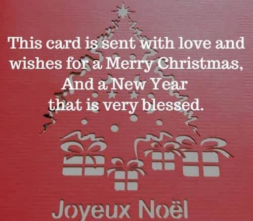 this card is sent with love and wishes for a Merry Christmas and a New Year that is very blessed