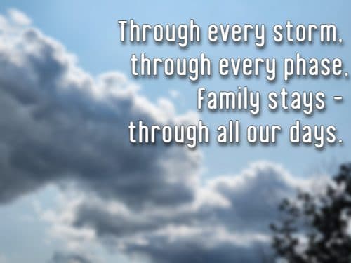 Through every storm, through every phase, Family stays—through all our days