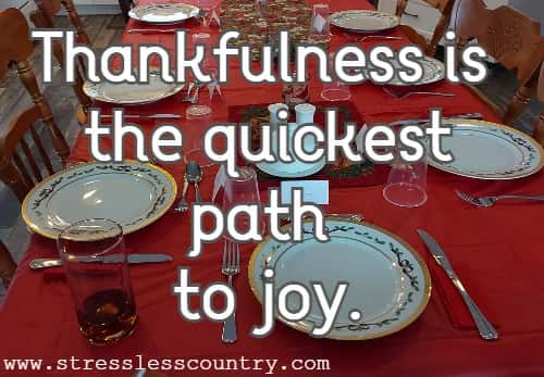 Thankfulness is the quickest path to joy.