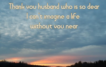 Thank you husband who is so dear I can't imagine a life without you near