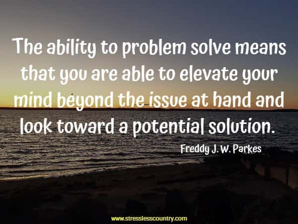 The ability to problem solve means that you are able to elevate your mind beyond the issue at hand and look toward a potential solution.