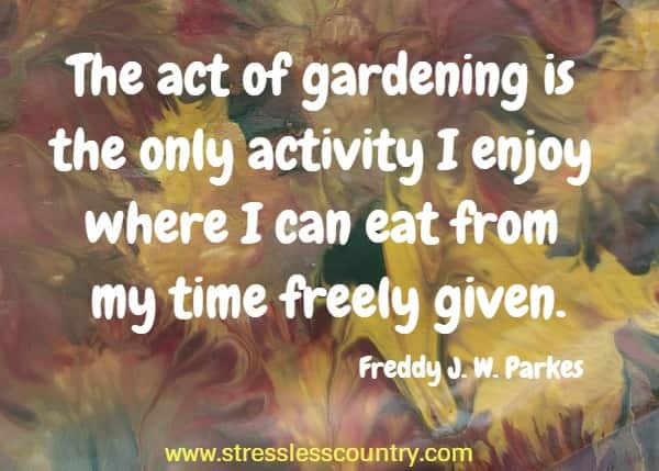 The act of gardening is the only activity I enjoy where I can eat from my time freely given.