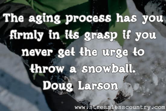 The aging process has you firmly in its grasp if you never get the urge to throw a snowball.