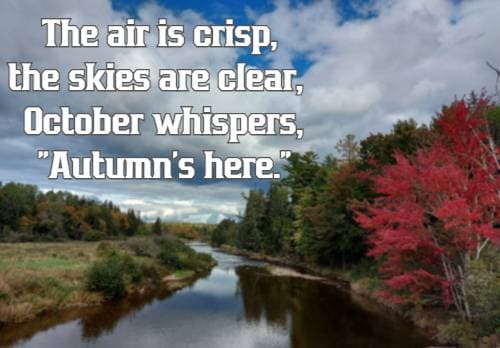 The air is crisp, the skies are clear, October whispers, Autumn's here.