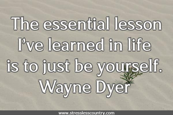 The essential lesson I've learned in life is to just be yourself.