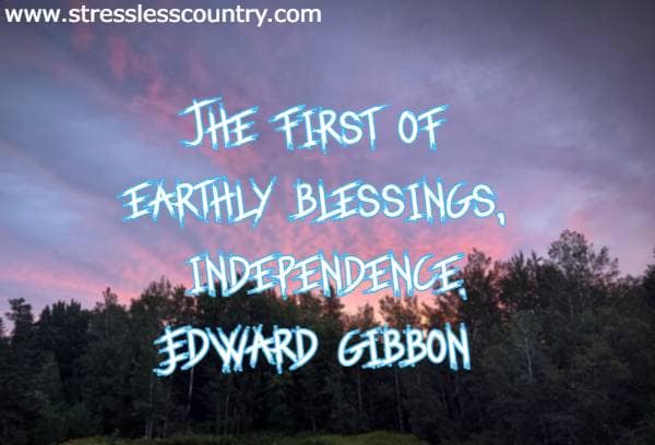The first of earthly blessings, independence.