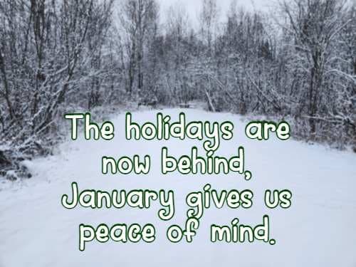 The holidays are now behind, January gives us peace of mind