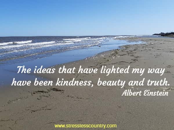 The ideas that have lighted my way have been kindness, beauty and truth.