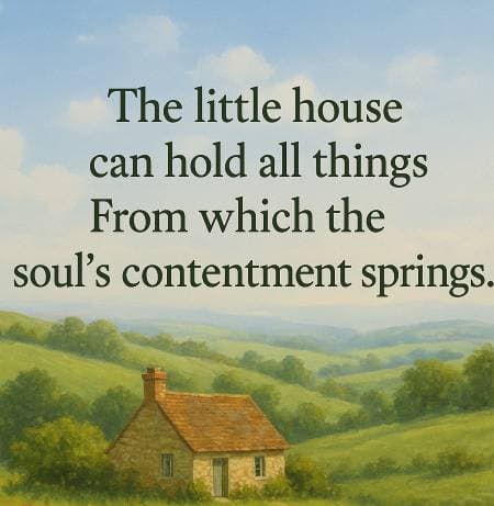 The little house can hold all things From which the soul's contentment springs.