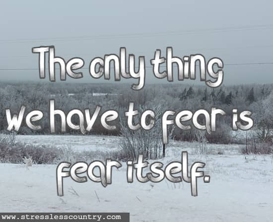 The only thing we have to fear is fear itself.