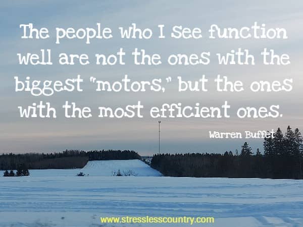 The people who I see function well are not the ones with the biggest “motors,” but the ones with the most efficient ones.
