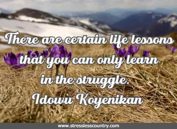 There are certain life lessons that you can only learn in the struggle.