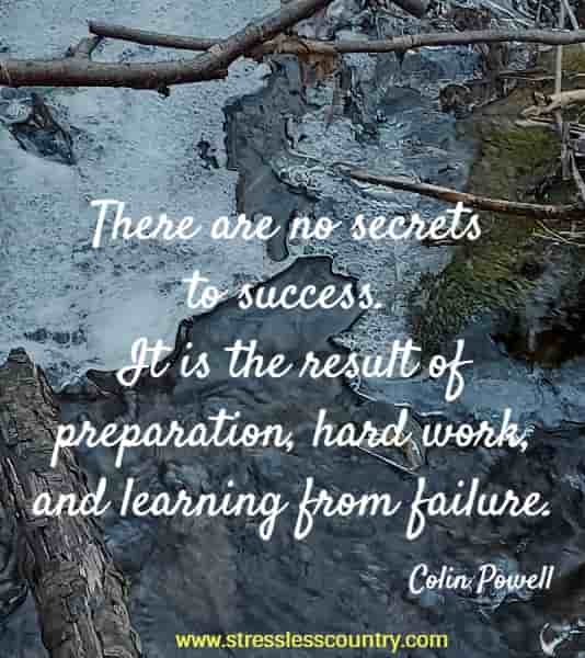  There are no secrets to success. It is the result of preparation, hard work, and learning from failure.