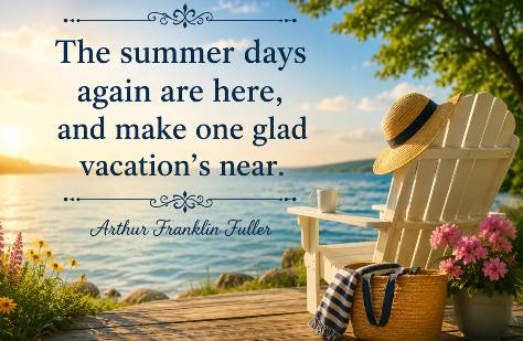 The summer days again are here, and make one glad vacation's near. Arthur Franklin Fuller