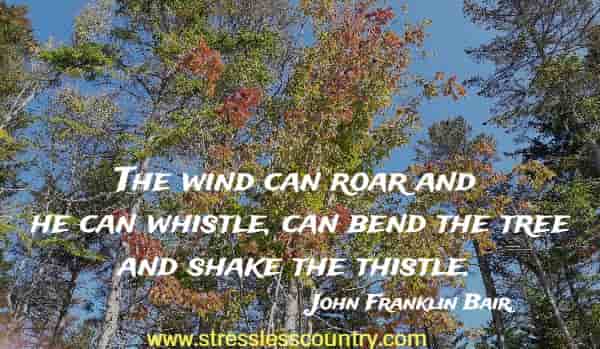 The wind can roar and he can whistle, can bend the tree and shake the thistle.