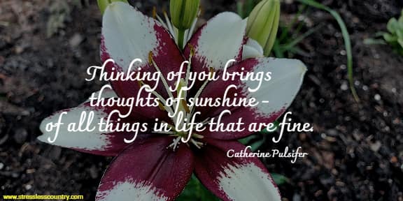 Thinking of you brings thoughts of sunshine -  of all things in life that are fine.