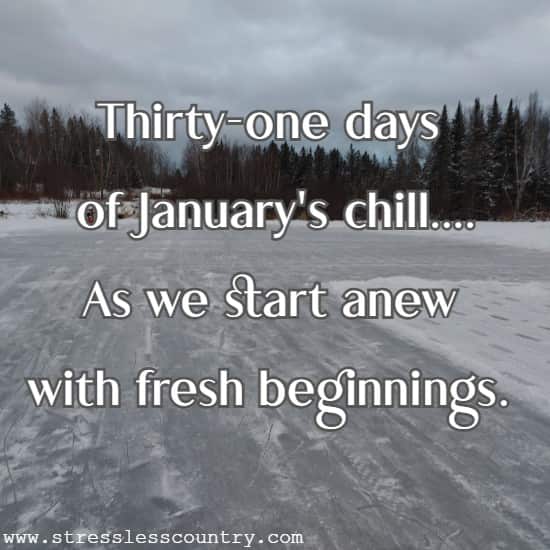 Thirty-one days of January's chill...as we start anew with fresh beginnings.