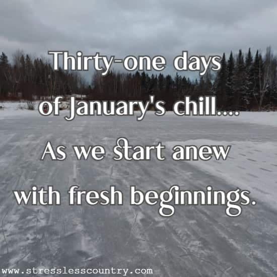 Thirty-one days of January's chill...as we start anew with fresh beginnings