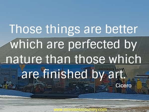 Those things are better which are perfected by nature than those which are finished by art.