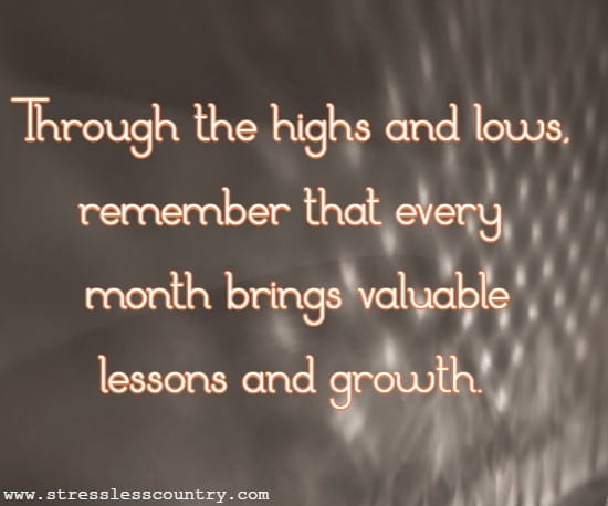 Through the highs and lows, remember that every month brings valuable lessons and growth.