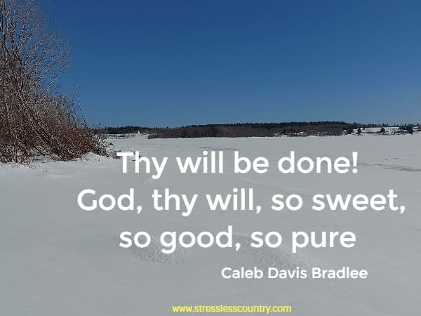 Thy will be done! God, thy will, so sweet, so good, so pure