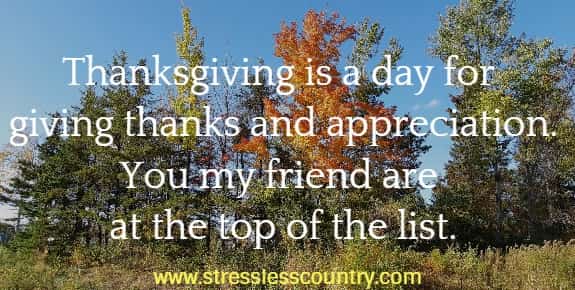 Thanksgiving is a day for giving thanks and appreciation. You my friend are at the top of the list.