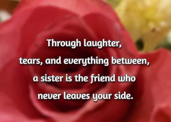 Through laughter, tears, and everything between, a sister is the friend who never leaves your side.