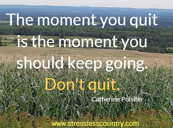 the moment you quit is the moment you should keep going. Don't quit