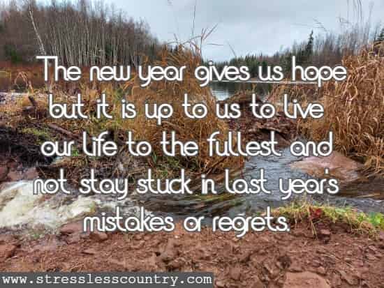 	 The new year gives us hope but it is up to us to live our life to the fullest and not stay stuck in last year's mistakes or regrets.