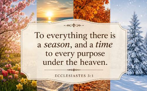 To everything there is a season, and a time to every purpose under the heaven. Ecclesiastes 3:1