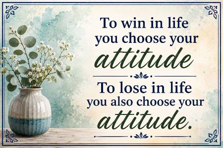 To win in life you choose your attitude To lose in life you also choose your attitude.