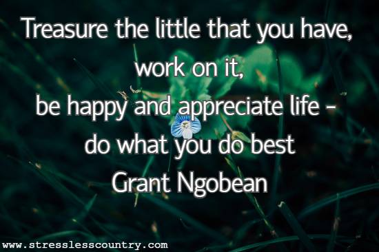 Treasure the little that you have, work on it, be happy and appreciate life - do what you do best